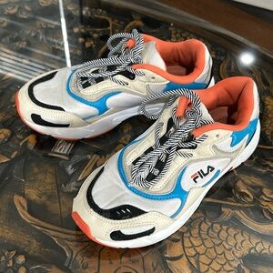 Fila Blue Orange Canvas Lace Athletic Cross Train Running Sneakers 7